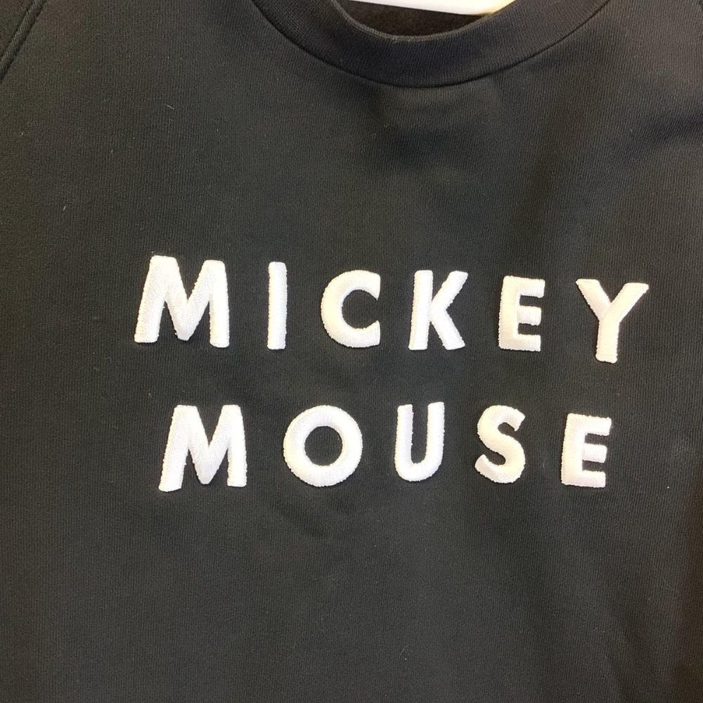 Frank & Oak x Disney Sweatshirt Black Crew Neck Mickey Mouse Embroidered Size M - Picture 3 of 7